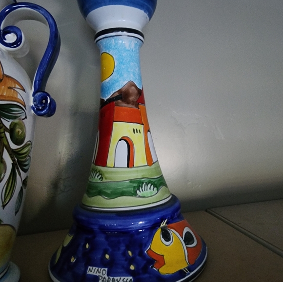 Nino Parrucca Large Italian Hand-Painted Candlestick - Picture 3 of 10